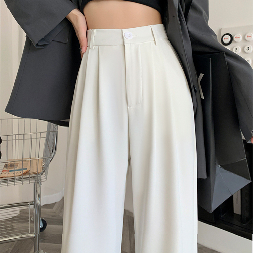 Spring and summer suit pants for women 2023 new style drapey crotch-covering slim floor-length straight wide-leg pants