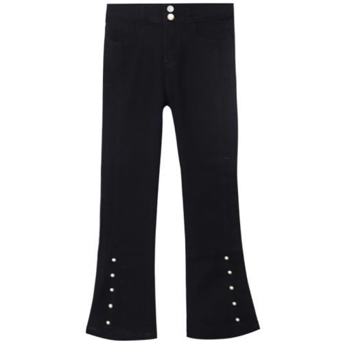 Slit nine-point bootcut jeans for women spring and autumn 2024 new fashion high-waisted slimming wide-leg pants ins