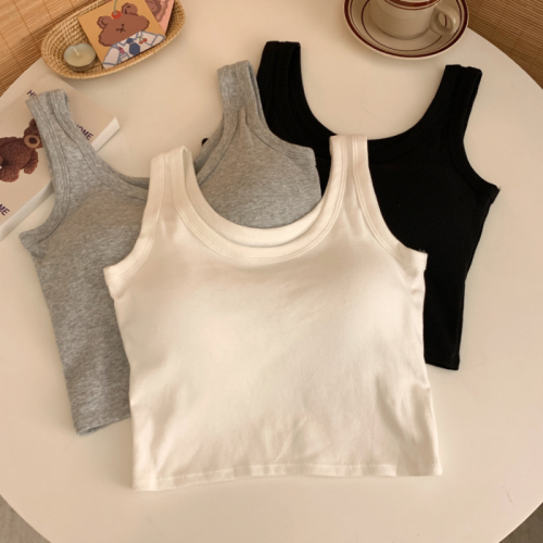 Actual shot and real price. Summer sweet girl's inner and outer wear vest with breast pads and camisole for women.