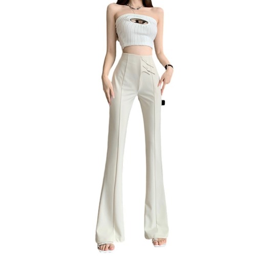 Long-legged casual pants 2024 new suit flared pants for women high-waisted, slim and drapey Hong Kong style slightly flared pants