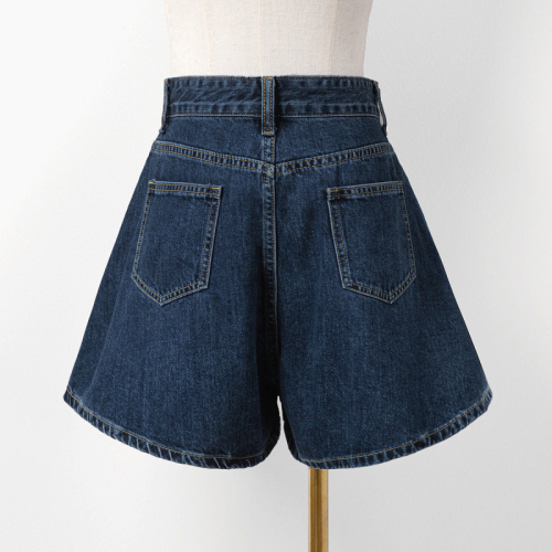 Denim shorts, women's summer culottes, slim and thin A-line high-waisted three-quarter pants, loose student large size wide-leg pants