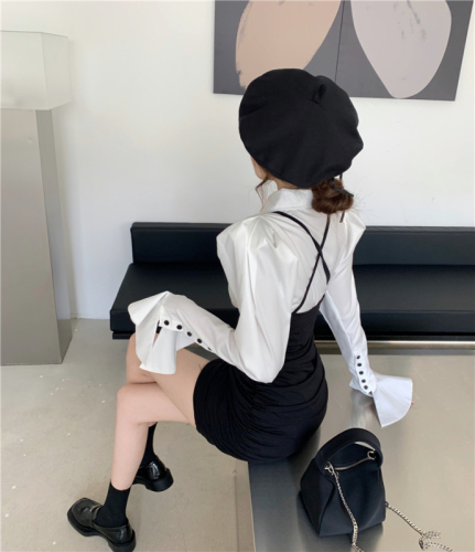 Actual shot and real price ~ 2024 new autumn white shirt female sexy hottie suspender dress suit skirt