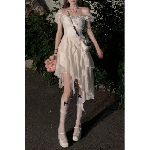 Original jacquard fabric with chiffon lining Sleepwalking Alice White French Tea Break Fairy Long and Short Dress