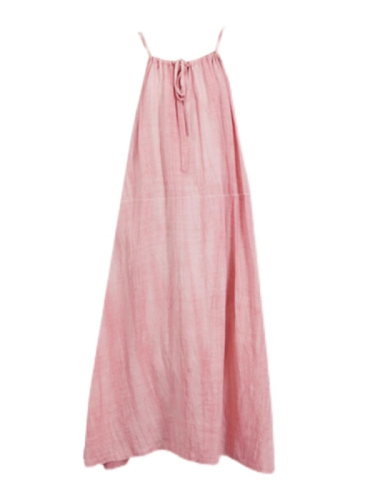 Summer pink halterneck suspender dress for women, loose, lazy, casual, slim, large swing skirt, sleeveless long skirt, holiday style