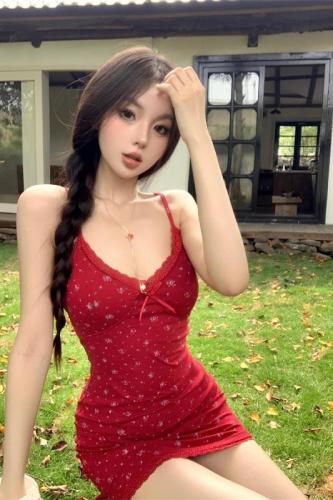 Actual shot and real price ~ Summer pure desire waist slimming playful floral suspender dress for women