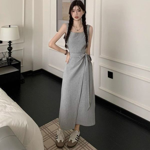 French style lazy sleeveless suspender dress 2024 new women's summer casual temperament strappy vest skirt long skirt