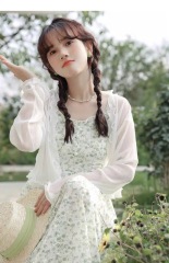 Chiffon with suspender skirt, sun protection coat, women's summer new fairy blouse, cardigan, thin shawl