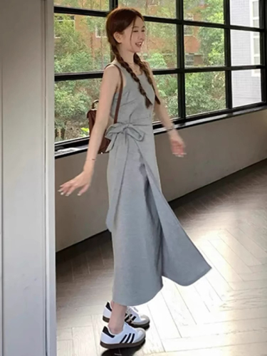 French style lazy sleeveless suspender dress 2024 new women's summer casual temperament strappy vest skirt long skirt