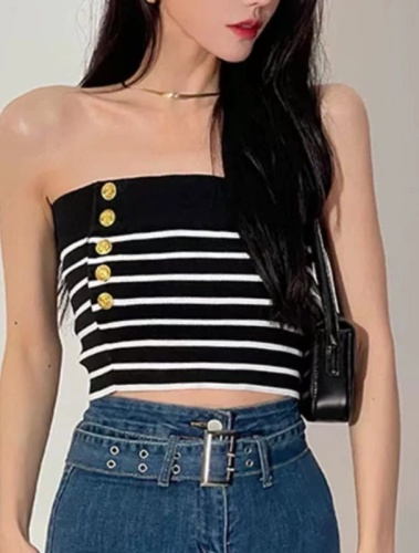 Striped knitted tube top for women, sexy little suspenders for hot girls, ins super hot short sleeveless top