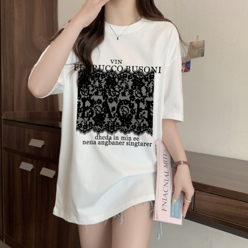 New pure cotton summer Hong Kong style printed T-shirt