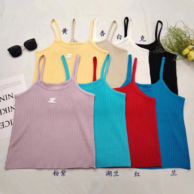 Knitted camisole women's fashionable inner wear summer new slim fit slimming temperament outer wear sleeveless bottoming top