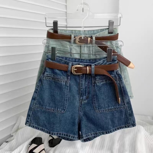 XinmonLee high-waisted, slim and versatile denim shorts for women in summer, loose and slim, a-line wide-leg pants for small people