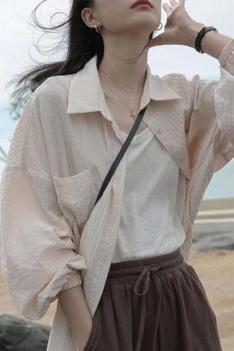 2024 new summer Korean style loose outdoor sun protection clothing women's cardigan versatile shirt jacket