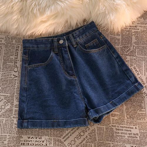 Denim shorts for women 2024 new summer thin a-line large size fat MM wide-leg loose slimming curled hot pants