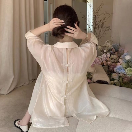 Ice silk summer sun protection cardigan women's thin 2024 new niche design shirt new Chinese style shirt jacket