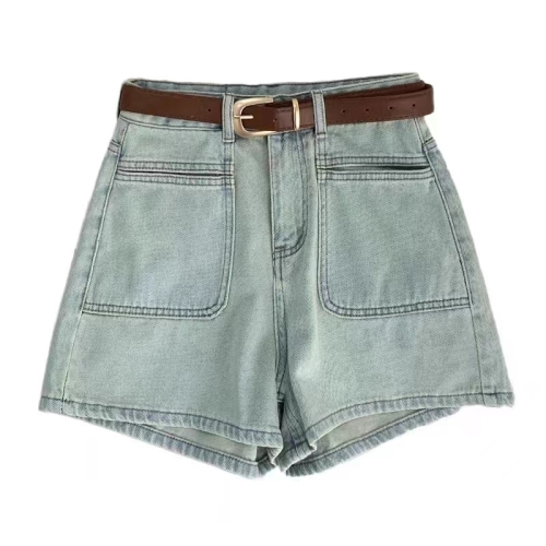 XinmonLee high-waisted, slim and versatile denim shorts for women in summer, loose and slim, a-line wide-leg pants for small people