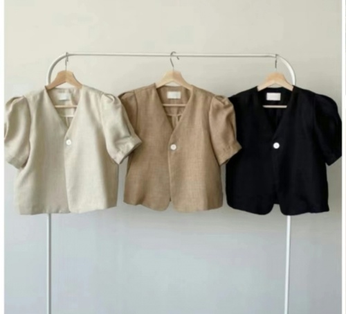 Original Korean ins new cotton and linen Dongdaemun short jacket