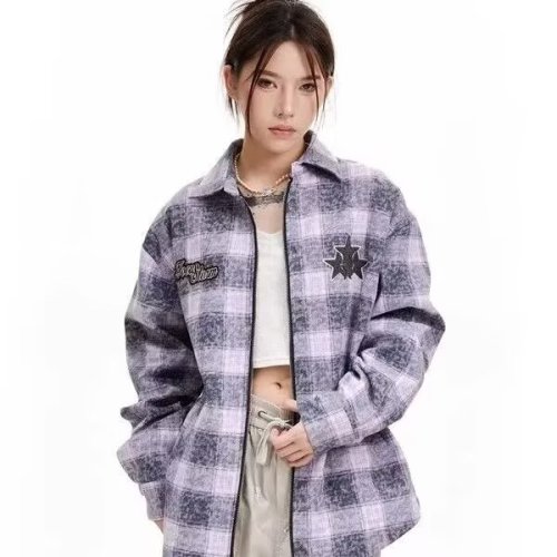 American retro plaid star jackets for men and women, national trendy couple tops