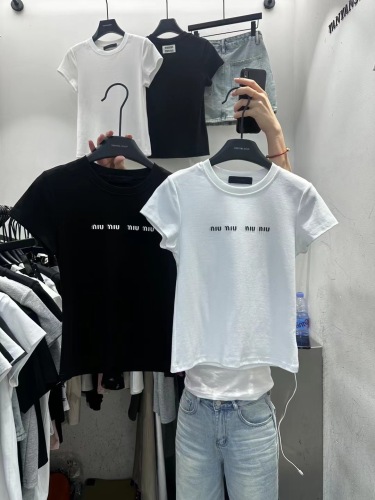 yanyanshop夏季新款韩版修身显瘦圆领短袖T恤印花字母休闲上衣女
