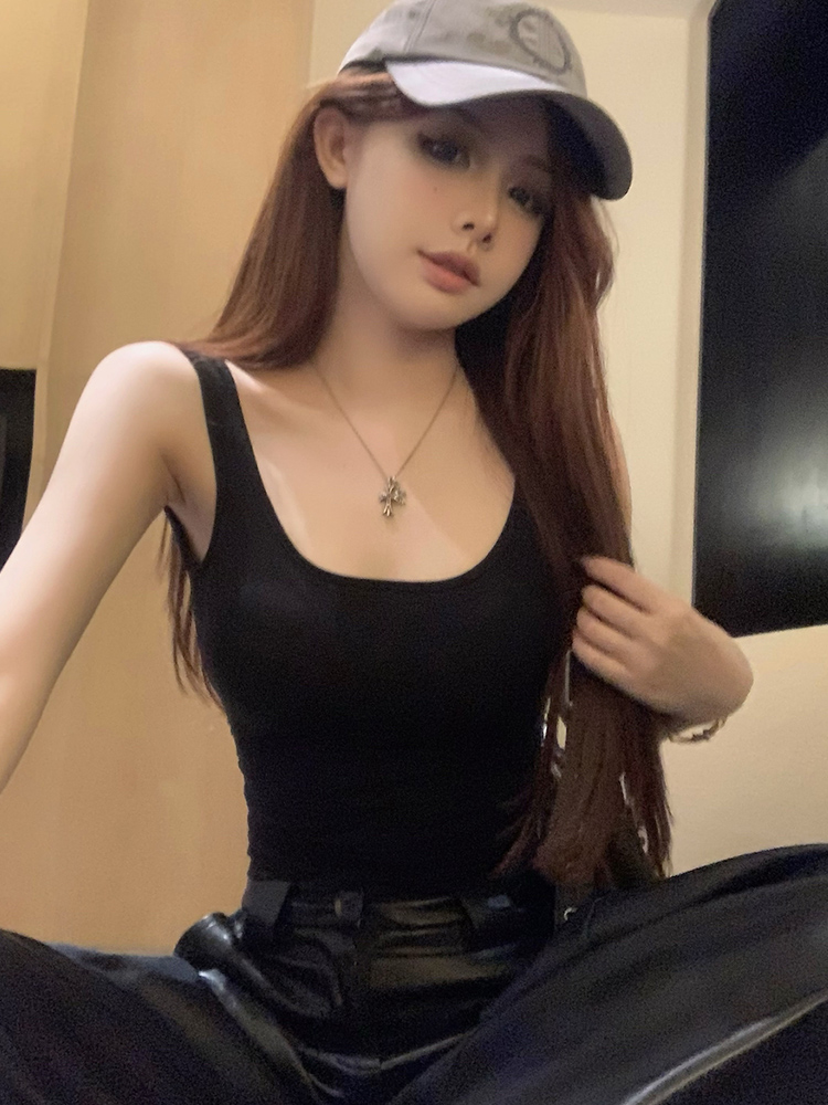 無縫帶胸墊短款工字運動背心女夏季外穿遮副乳辣妹露美背無袖上衣