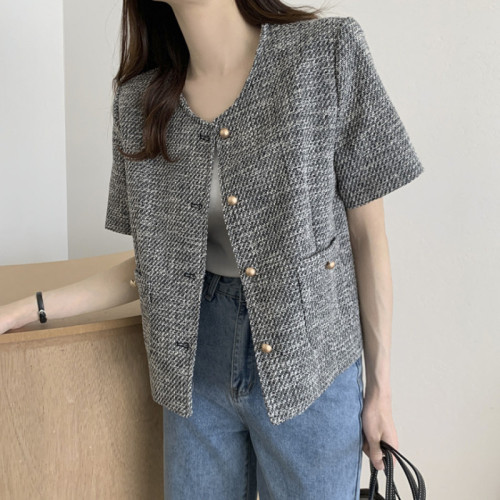 Spring and summer Korean style duffle short-sleeved jacket