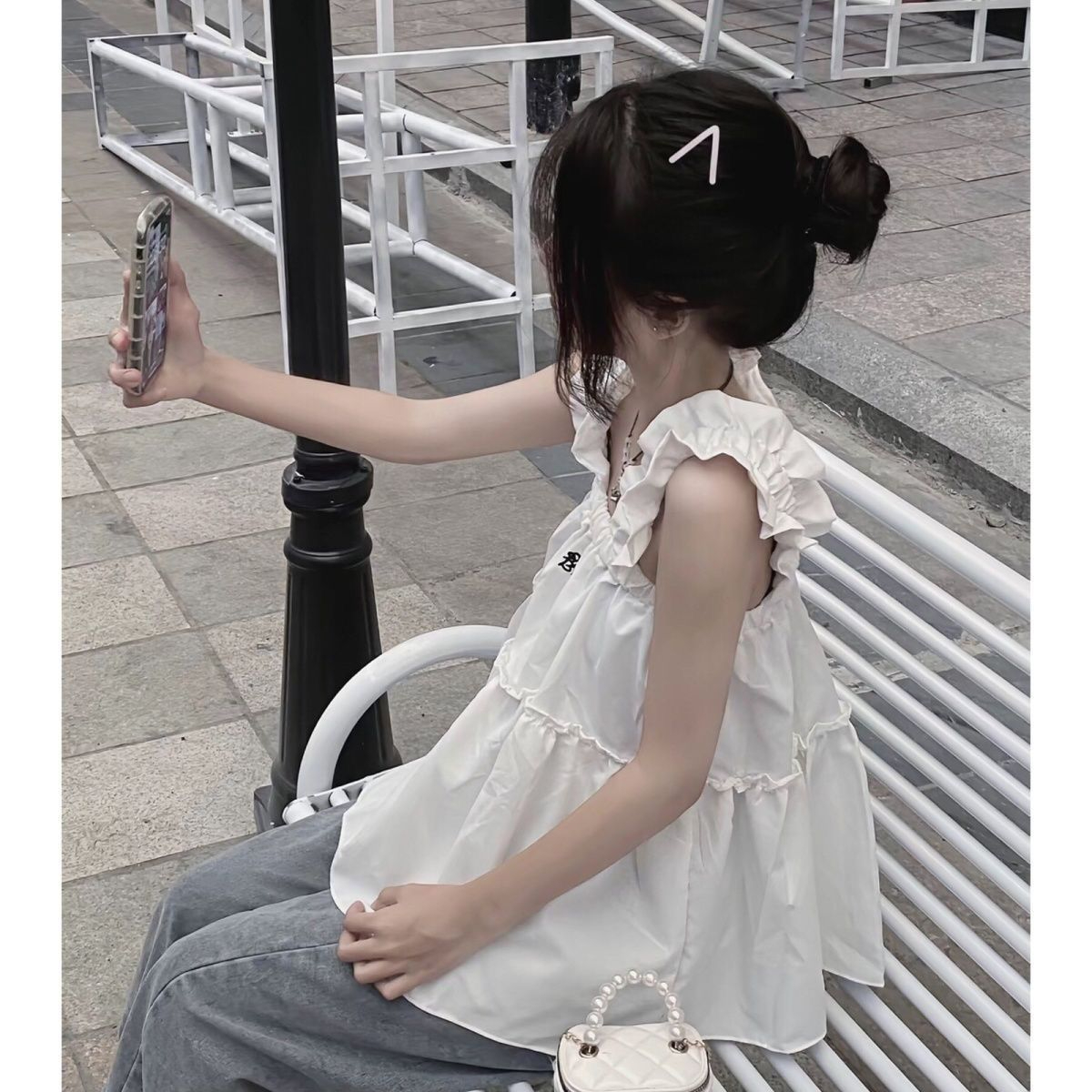 Sweet Loose Flapping Sleeve White Short Design Frock Top for Unique Women's Summer Strapless