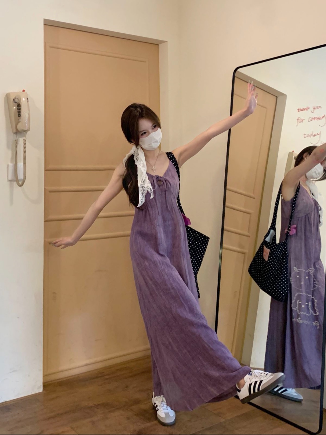 實拍紫色扎染吊帶裙女2024春夏日暮紫淑女絕美褶皺背帶裙