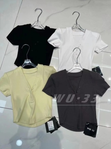 51STUDIO homemade YM156 is very easy to wear~sexy slim fit V-neck slit waist-revealing short-sleeved T-shirt ue