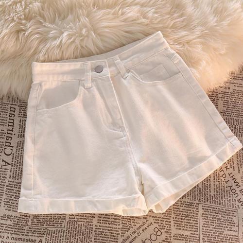 Denim shorts for women 2024 new summer thin a-line large size fat MM wide-leg loose slimming curled hot pants