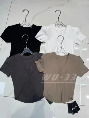 51STUDIO homemade YM156 is very easy to wear~sexy slim fit V-neck slit waist-revealing short-sleeved T-shirt ue