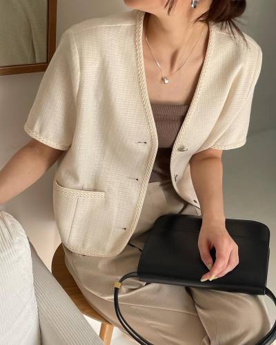 Single-breasted summer simple solid color regular small style jacket