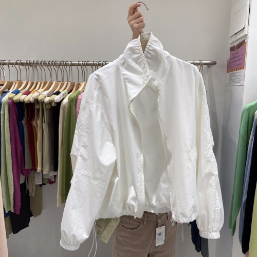 Foreign trade Korean top thin loose slim casual versatile stand-up collar windbreaker coat women's Hong Kong style top cardigan