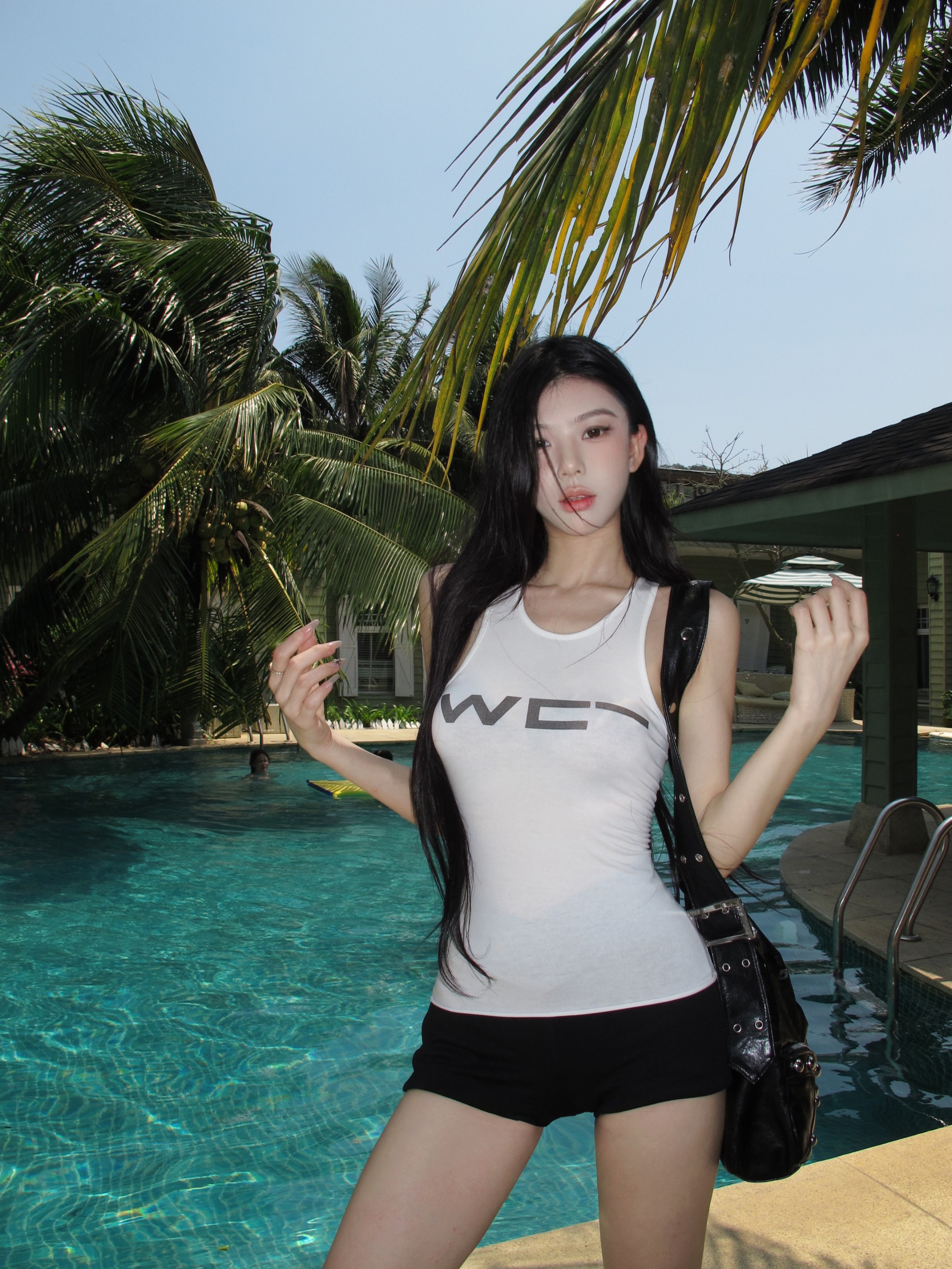 實拍 歐美辣妹風微透上衣夏季女字母印花修身彈力背心