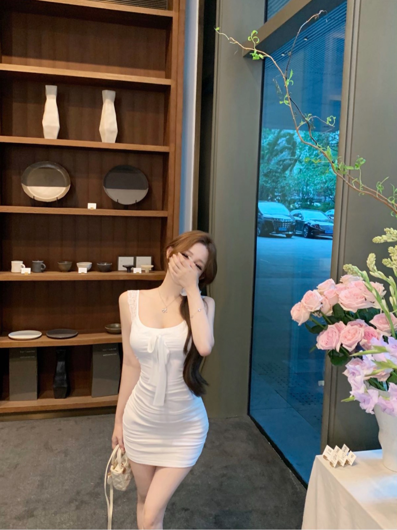實拍初戀小白裙純欲少女蕾絲花邊網紗顯瘦吊帶溫柔包臀裙