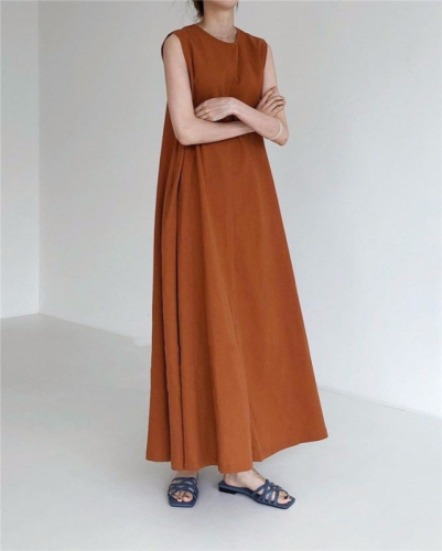 2024 new summer Korean chic style loose sleeveless long sleeveless dress women's trendy skirt