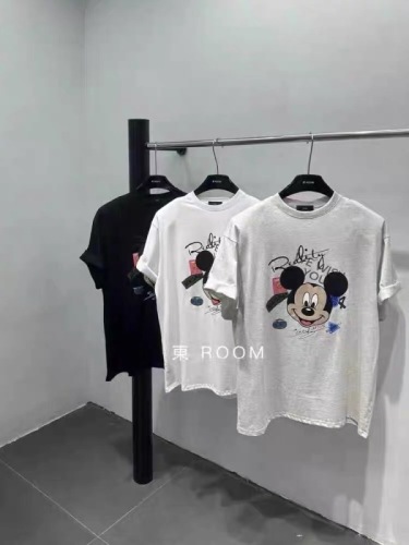 Korean version 2024 summer new style cartoon Mickey letter printed pure cotton loose large version casual top T-shirt women's trend
