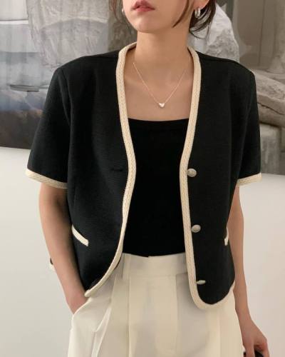 Single-breasted summer simple solid color regular small style jacket