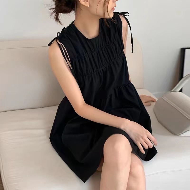 Sweet girl South Korea 2024 summer shoulder strap cute dress short skirt