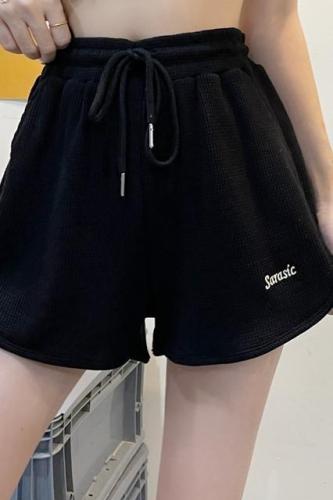 Actual shot of 6535 Minnie 2024 new summer style loose casual slimming wide leg shorts for women