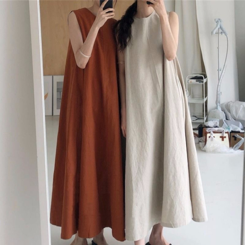 2024 new summer Korean chic style loose sleeveless long sleeveless dress women's trendy skirt