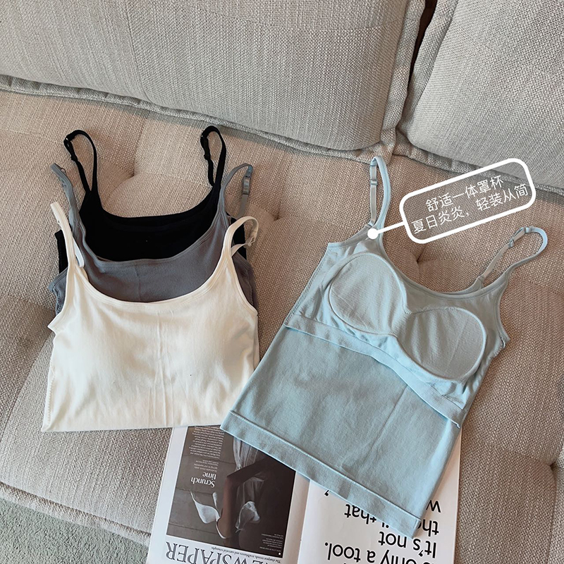 實拍 夏季新款棉紗乳膠杯長款背心女可外穿純欲風百搭上衣女