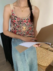 2024夏季別致無袖鏤空勾花背心女夏甜辣小眾設感流蘇洋氣上衣女