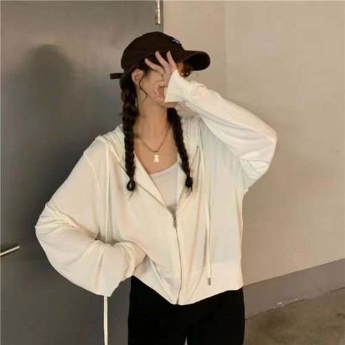 Summer ice silk breathable fat girl sun protection clothing loose flesh-covering casual cardigan zipper jacket