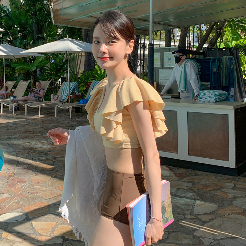 泳衣女泡泡袖純欲風分體性感度假網紅風泡溫泉高級感比基尼