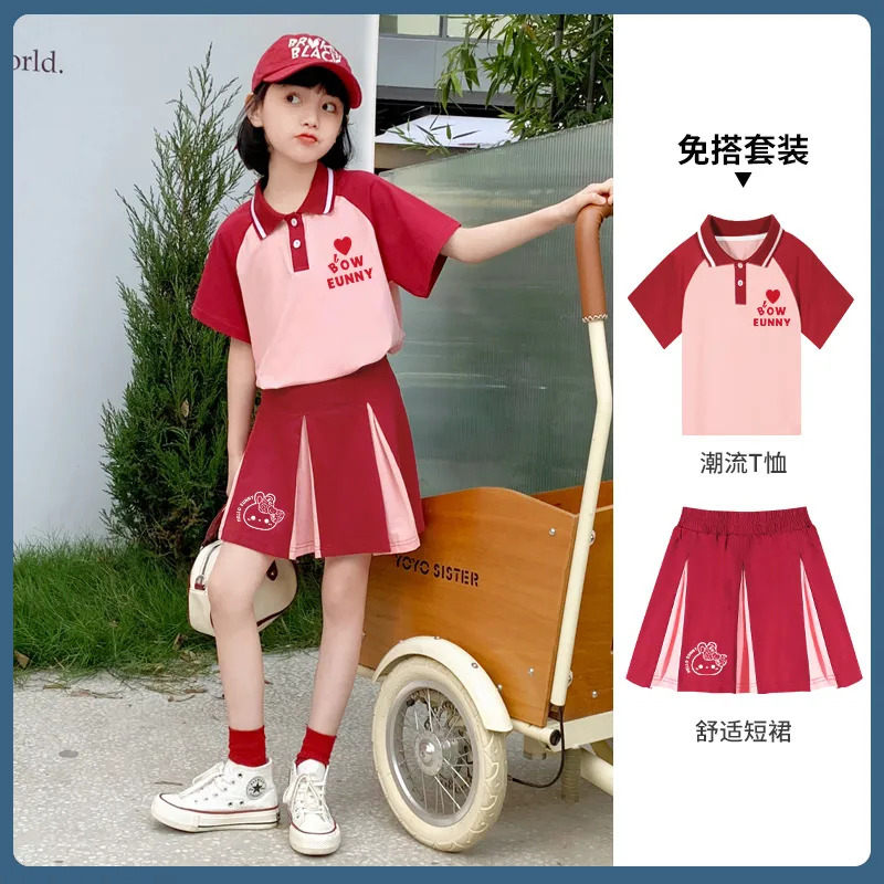 女童夏裝套裝裙2024新款兒童洋氣時髦夏季大童兩件套夏天女孩衣服