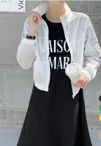 2024 Summer Thin Sun Protection Clothes Short Small Jackets Korean Ins Age Reduction Loose Solid Color Long Sleeve Tops