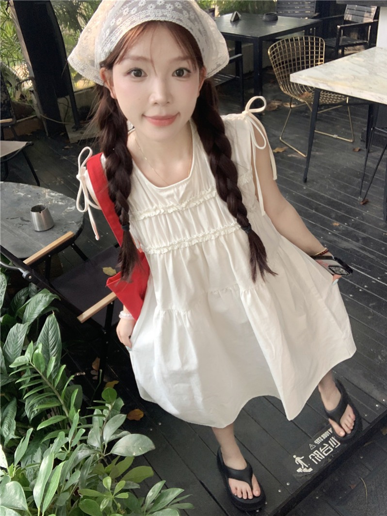 實拍夏上新韓系少女ins簡約疊穿背心裙