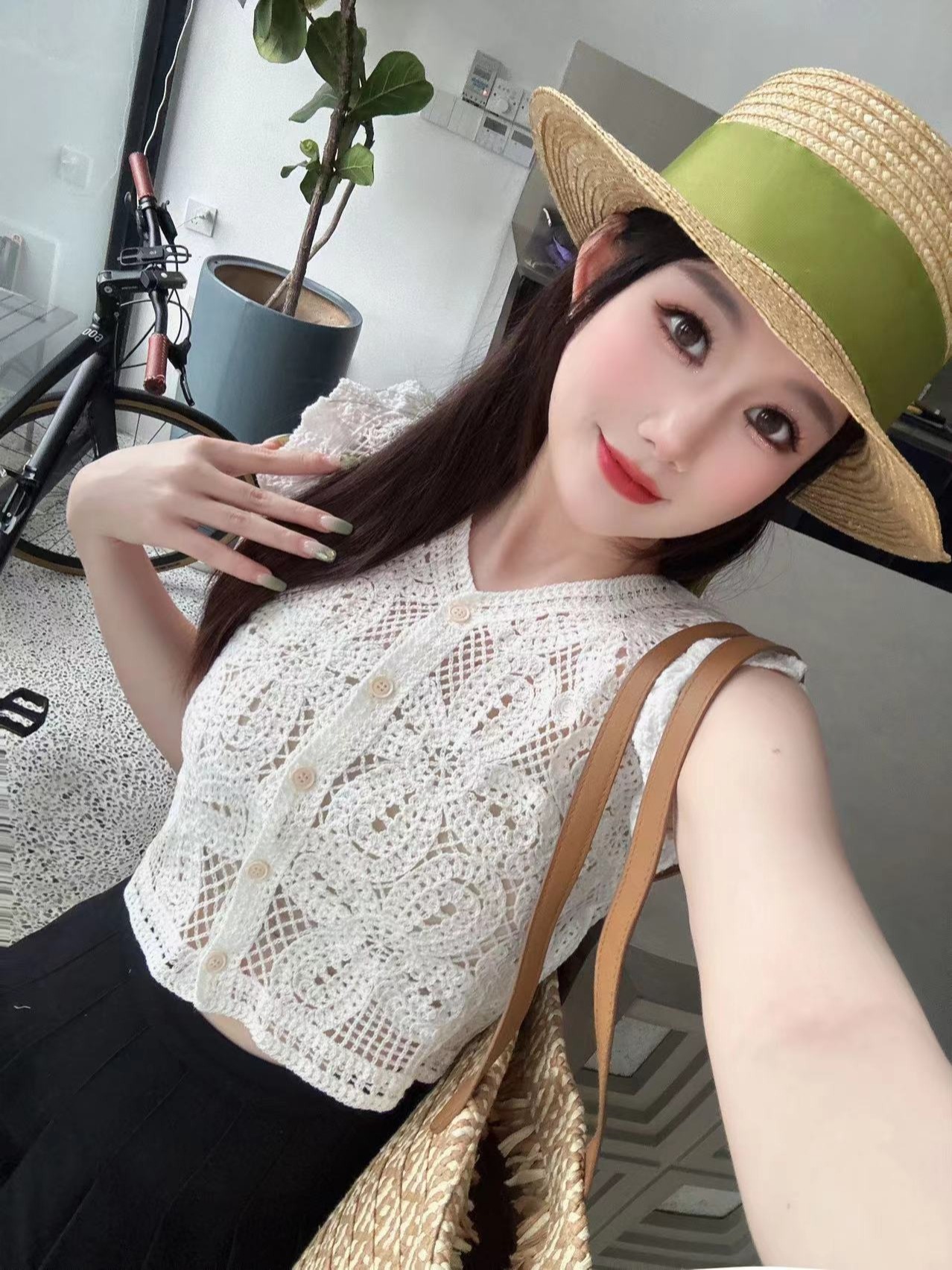 勾花鏤空馬甲背心開衫女夏外穿新款韓版v領時尚百搭無袖上衣罩衫