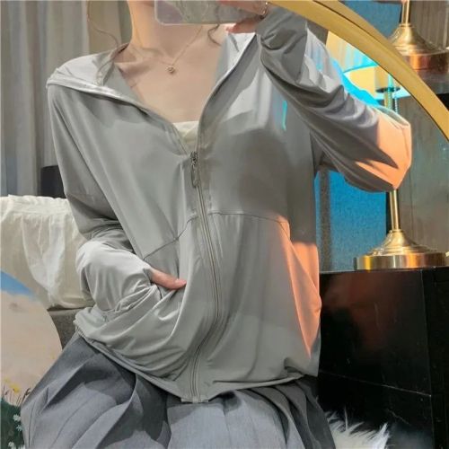 Summer thin quick-drying sun protection clothing for women breathable anti-UV zipper jacket sun protection clothing ice silk outdoor skin clothing