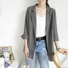 Quality control officer petite women's blazer with seven-quarter sleeves, elegant chiffon top, new summer fashion, thin blazer for sun protection